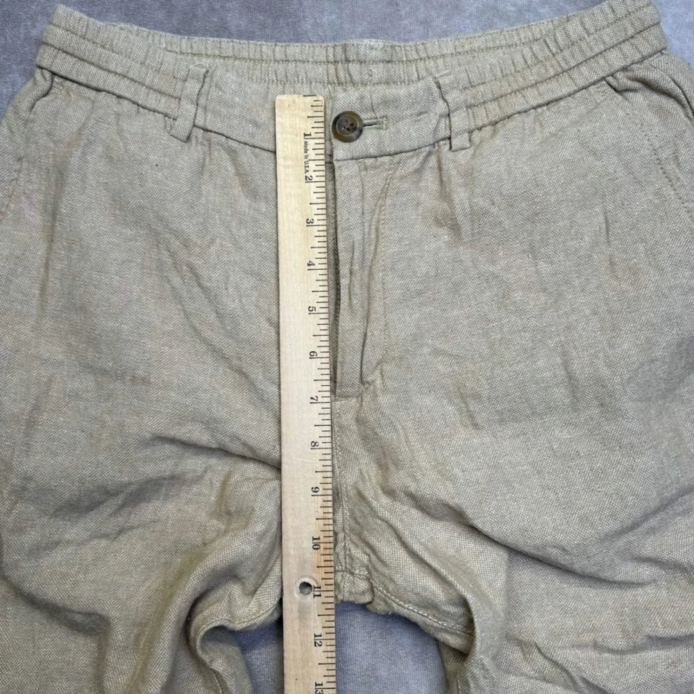 Banana Republic Mens 30x30 Athletic Fit Linen Cotton Blend Tan Khaki Pants